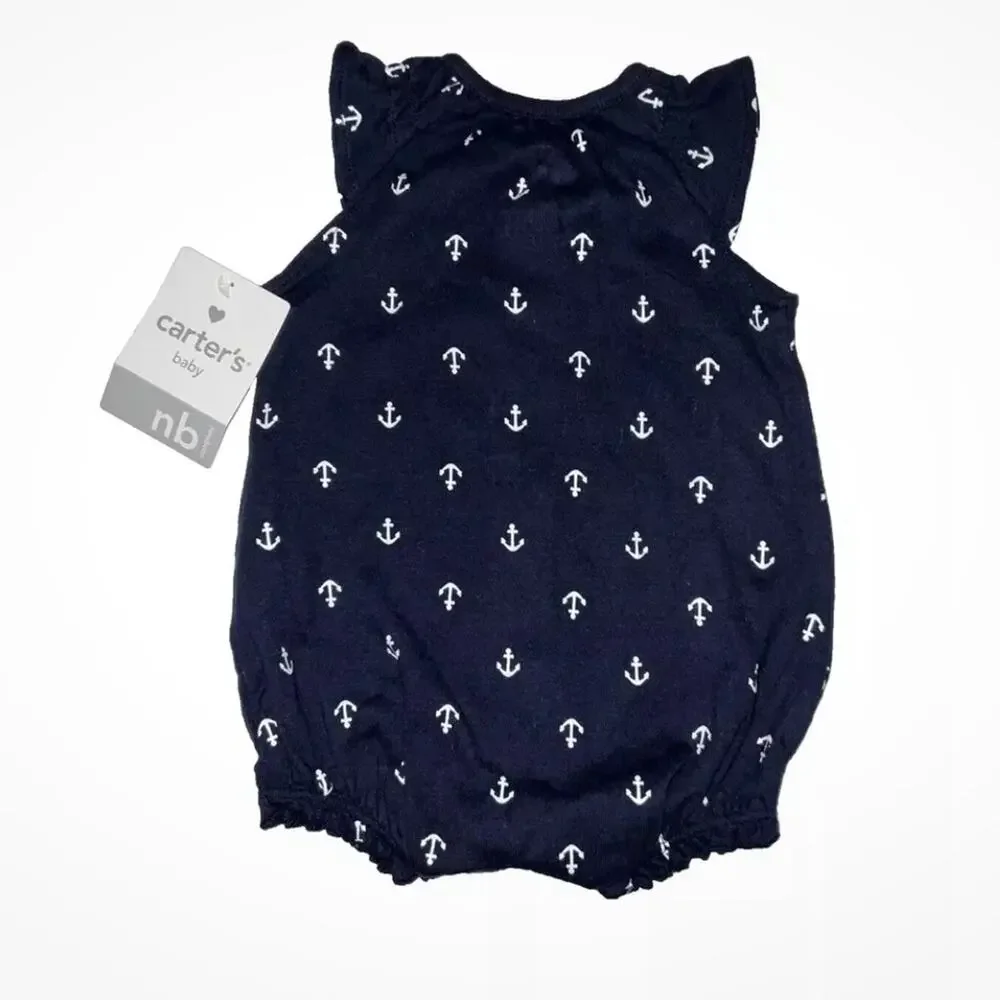 Carter’s baby blue and white anchor, onesie size NB newborn